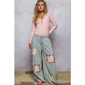 POL Pinstripe Draw String Patch Pants Size L